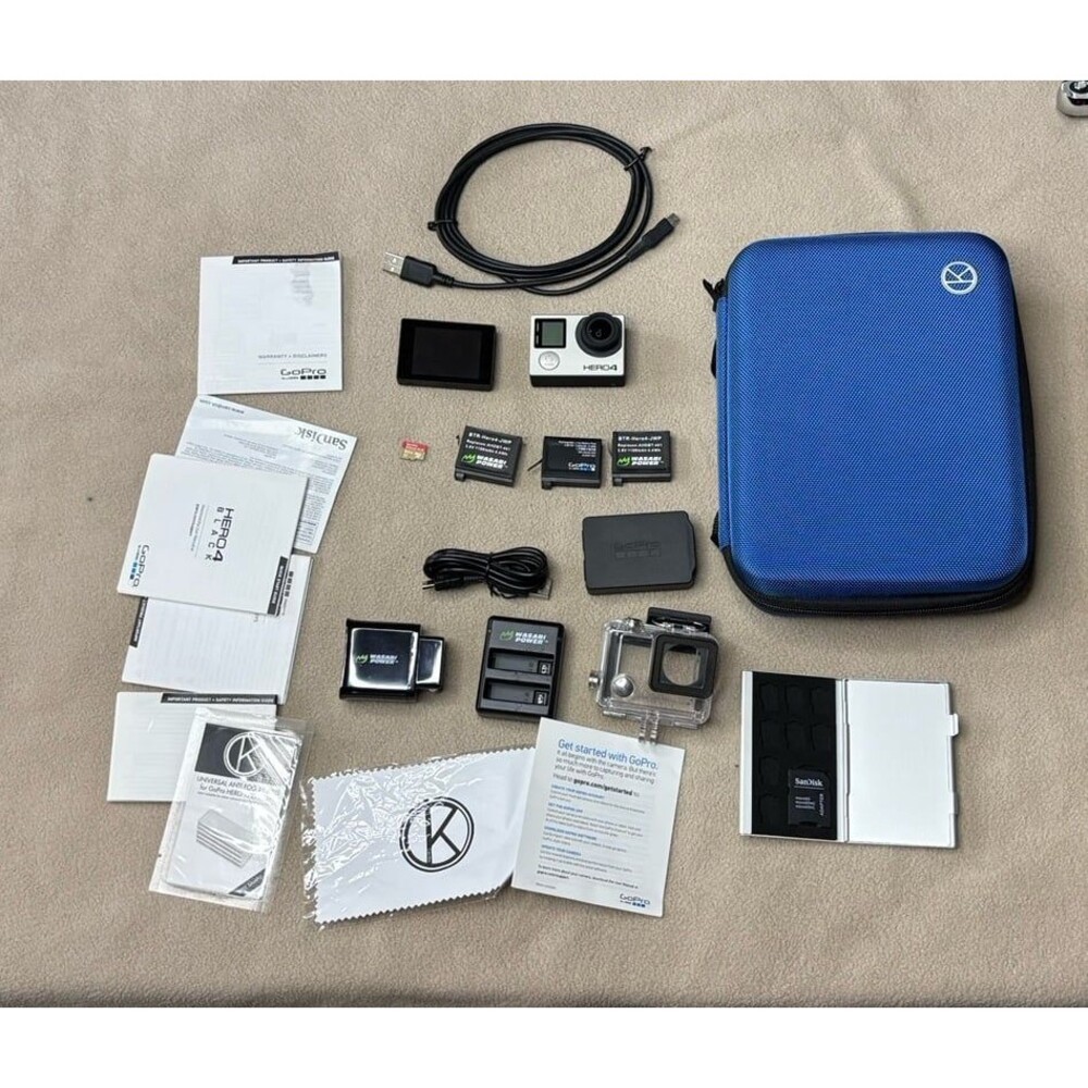 GoPro Hero 4 Silver Edition Action Camera With 3 Batteries LCD Touch Accessories